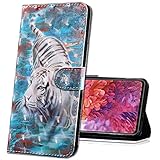  MRSTER Samsung S10 5G Étui à Rabat 3D Désign Portefeuille Housse [Magnétique] [Fonction Stand] [Porte Carte] PU Cuir Protection Coque pour Samsung Galaxy S10 5G. BX 3D - White Tiger
