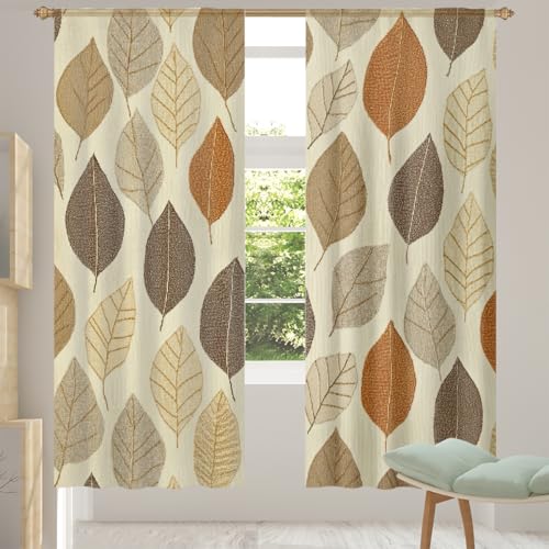 Mexpekil Cortinas transparentes con patrón de hojas para sala de estar, dormitorio, cortina de gasa filtrante de luz con bolsillo para barra, cortinas de privacidad para ventana, juego de 2 paneles de