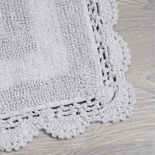 Laura Ashley Badteppich, gehäkelt, Baumwolle, 43 x 61 cm, Hellgrau – Ansicht 2
