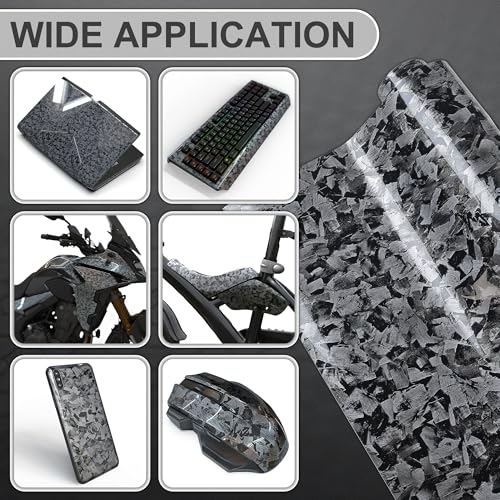 Image of Lypumso PET Forged Carbon Fiber Vinyl Wrap, Glossy Car Vinyl Film for Automotive with Air Release Technology for Vehicle Decal DIY Interior Exterior Decoration (Grey Chopped Forged, 1ft x 5ft)