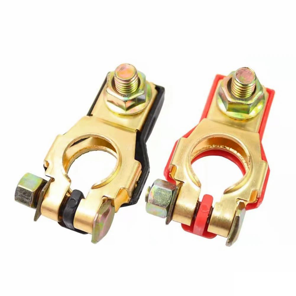 2PCS Battery Terminal Connectors for Suzuki Baleno EW/EG 1999-2002 2015-2024, Solid Copper Top Post Battery Terminals, Car Battery Terminal Connector Accessories,B-Gold