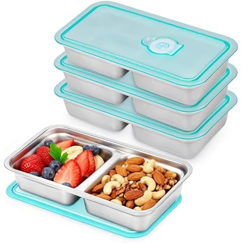 Myyaowl 4 Pack Stainless Steel Snack Containers, Stainless Steel Snack Containers With Lids, Lunch Box Containers For Travel, Outdoor Camping And Daily Use Cover