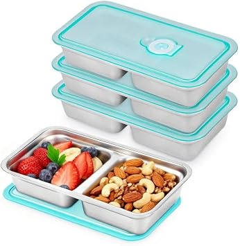 4 Pack Stainless Steel Snack Containers, Stainless Steel Snack Containers With Lids, Lunch Box Containers For Travel, Outdoor Camping And Daily Use