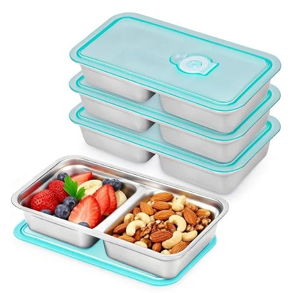 Myyaowl 4 Pack Stainless Steel Snack Containers, Stainless Steel Snack Containers With Lids, Lunch Box Containers For Travel, Outdoor Camping And Daily Use by Myyaowl - Used condition - US$13.85