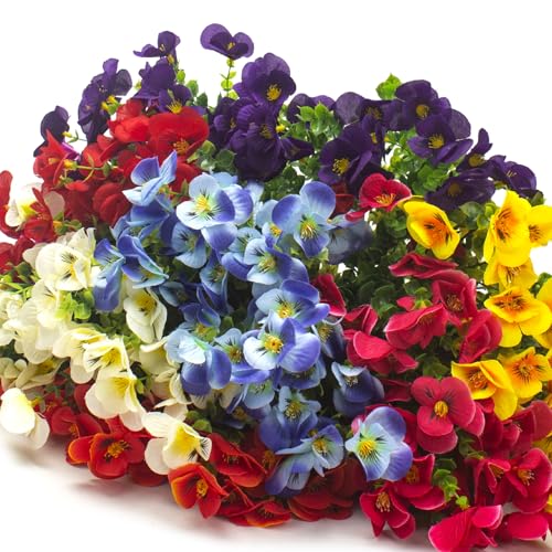 16 Bundles Artificial Silk Flowers Outdoor UV Resistant, Realistic Faux Plants for Spring Wedding Home Decor - Hanging Box Planter Garden Porch Patio Yard Decoration - Thumbnail 3
