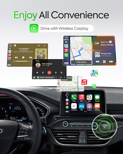 Wireless Carplay Adapter 2025 Upgraded, Convert Wired to Wireless Apple CarPlay Adapter,Mini wireless Bluetooth CarPlay Adapters Plug and Play Easy Use Fast Stable Connection Car Play for iPhone,USB-A