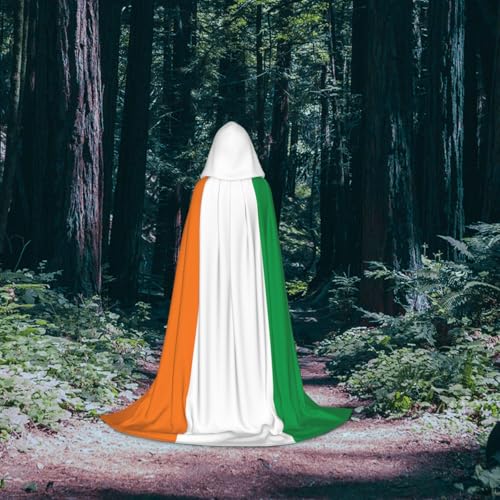 Capa con capucha de Halloween con estampado de bandera de Costa de Marfil y caída fluida 7