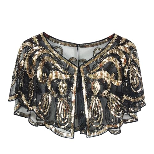 Katutude Sparkling Sequin Beaded Flapper Evening Shawls Women's 1920s Sequin Shawl Wrap Wedding Party Bridal Cover Up