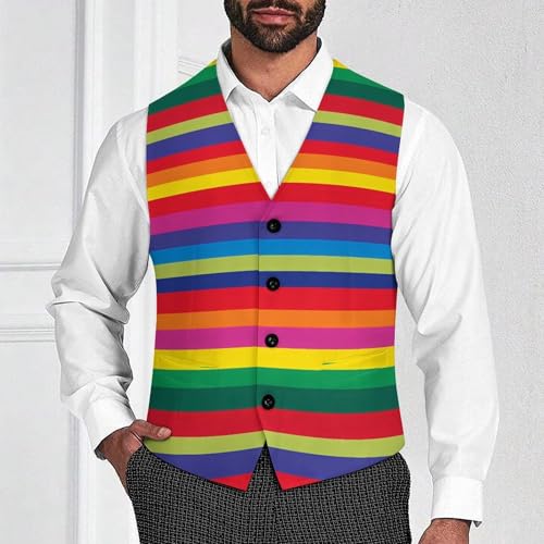 LGBT Gay Rainbow Men's Suit Vest Waistcoat Vests Formal Dress with 2 Pockets for Business Casual Tuxedo2