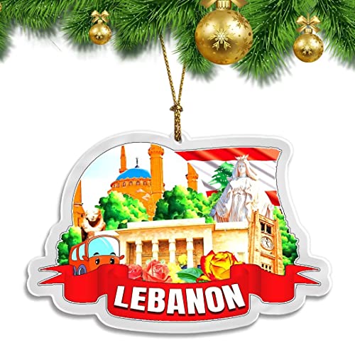 Lebanon Christmas Ornament Transparent Acrylic Double Sided Tree Decoration Pendant Travel Souvenir Tourist Collection Personalized Car Backpack Accessories