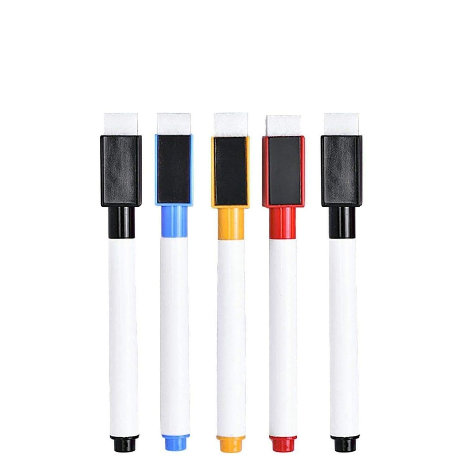SNOOGG Magnetic Whiteboard Markers, Pack of 5, Different Colors, Fine Tip Dry Erase Markers with Eraser Cap, Low Odor, Ink Matches Cap Color, Ideal for Kids, School & Office Use-image-26