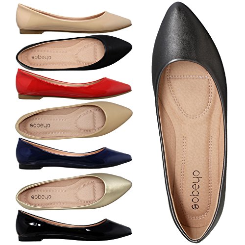 SOBEYO Women Ballet Flats Pointed Toe Slip On Closed Toe Shoes4