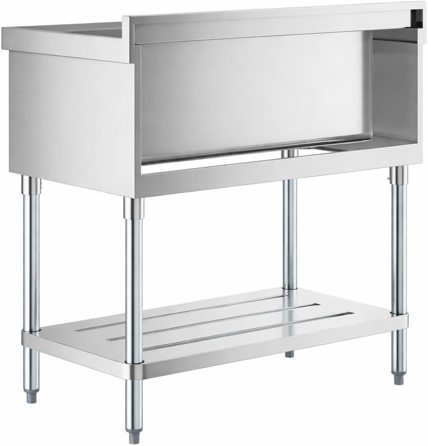 Commercial Stainless Steel Utility Sink with Undershelf, Single Compartment, 14" x 30" x 11" Deep Bowl, 16-Gauge - for Janitorial Area, Commercial Kitchen, Garage, Laundry Room