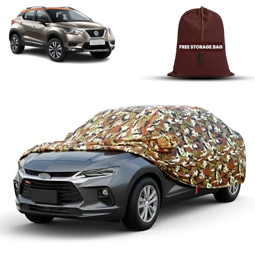 Image of MORNYRAY Car Cover for Nissan Kicks | Fully Waterproof Car Body Cover | with Mirror & Antenna Pocket | Dustproof, Windproof & Anti-Scratch Lining, Camouflage