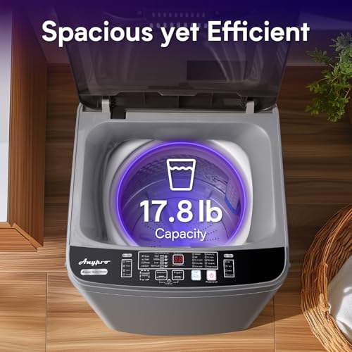 Image of Anypro 17.8LBS Portable Washing Machine, Full Automatic Clothes Washer and Spinner Combo with 10 Programs & 8 Water Levels, Laundry Wash Spin Dryer for Apartment RV Dorm Home, Grey