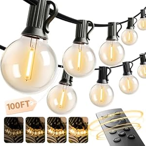 addlon Outdoor String Lights 100FT G40 with Remote 54 LED Shatterproof Bulb