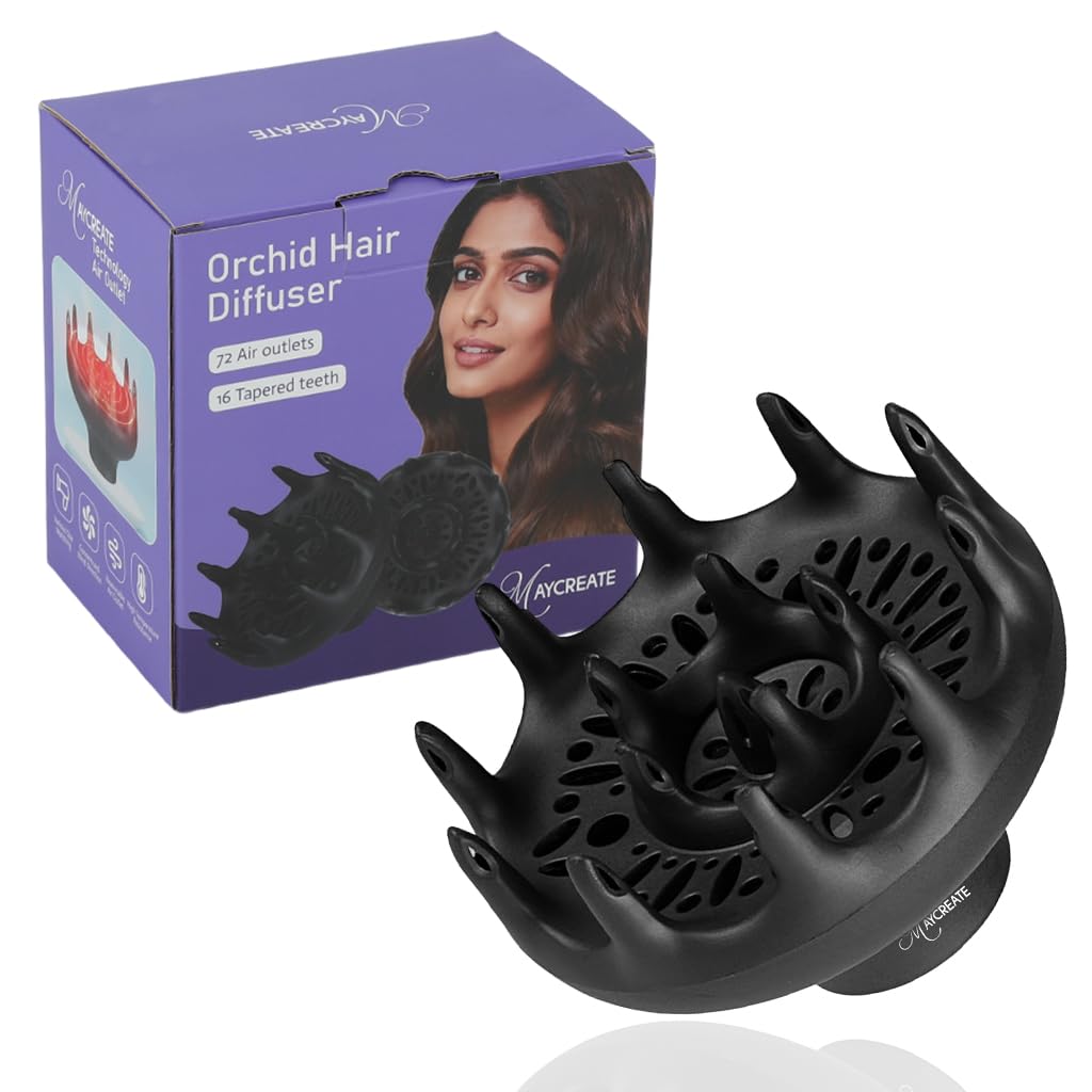 MAYCREATE® Orchid Hair Diffuser, Diffuser Attachment for Hair Dryer, Hair Diffuser for Curly Hair, Universal Diffuser for Curlyand Wavy Hair-Softness and Control Blow-Out Hair, Hair Care for Women