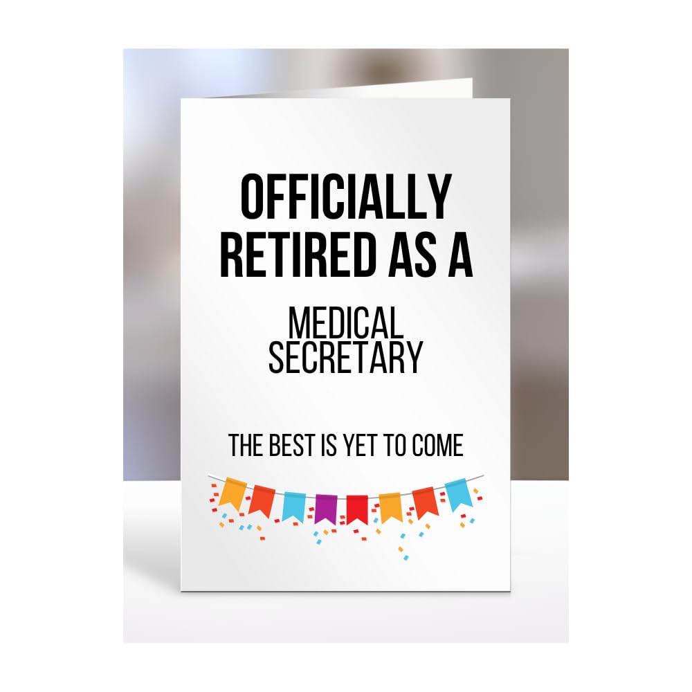 Retirement Card Present for Medical Secretary, Gifts for Men, Women, Grandparents, Officialy Retired as, The Best is Yet to Come, Presents for Christmas, A5-120a_203 — image 1