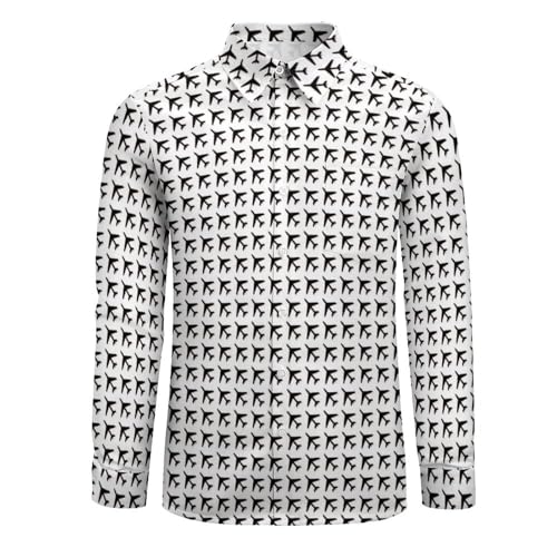 Long Sleeve Button Down Shirts for Men, Airplane Casual V-Neck Button Up Shirt Men with Pocket3