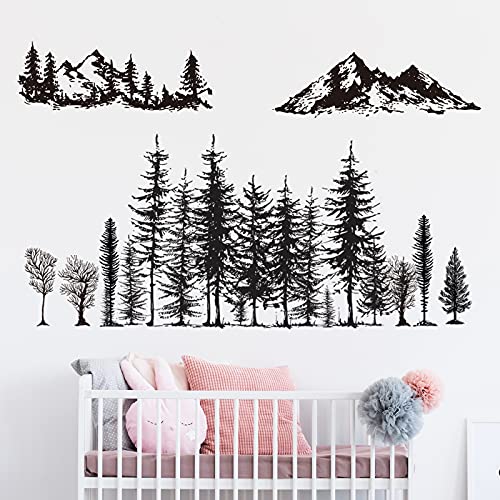 Outus 3 hojas vinilo decorativo oso bosque montaña miniatura 3