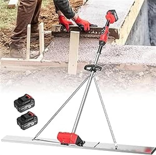 Kit Vibrante per Massetto in Calcestruzzo,Attrezzo Vibrante per Massetto Elettrico con Tavola,Finitura del Cemento Senza Fili Elettrico 6000 Giri/min,Raschietto Elettrico per calcestruzzo(2Battery,1m)