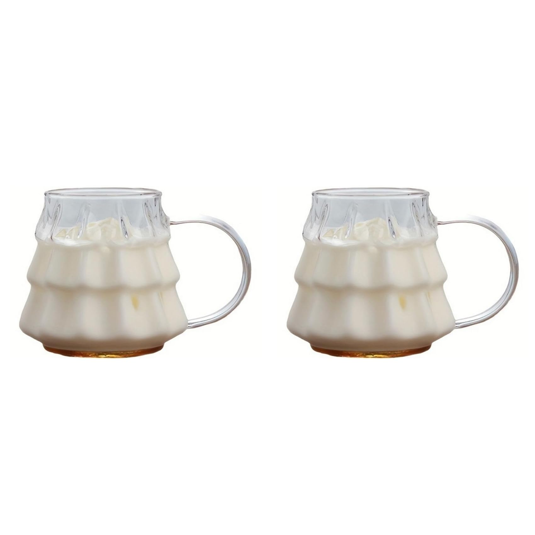 Aundhegrtt 2X Transparent Coffee Mug with Handle Christmas Tree Shape Milk Breakfast Glass Cup Kitchen Drinkware