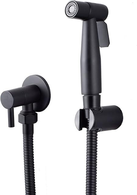 LOSCHENStainless Steel Bidet Sprayer Kit for Toilet, Hand Held Shower Sprayer Shattaf Toilet Attachment for Pet Bath/Personal Hygiene/Bathroom, Easy to Install (Black)