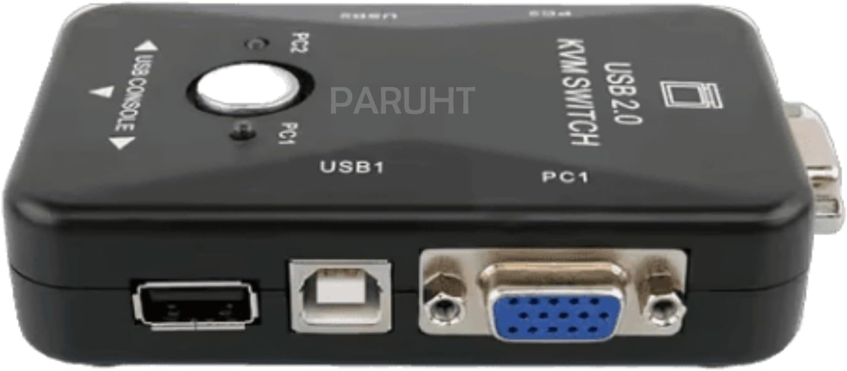 2 Port KVM Switch, USB 2.0 Control up to 2 Computers, 2 in 1 Output, Black - PHT2PKVM