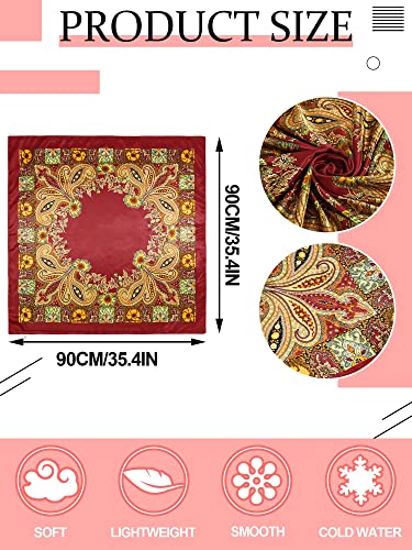 Giegxin 8 Pcs 35" Large Silk Head Scarves for Women Square Satin Head Wraps Hair Scarf Headband Bandanas Kerchief2