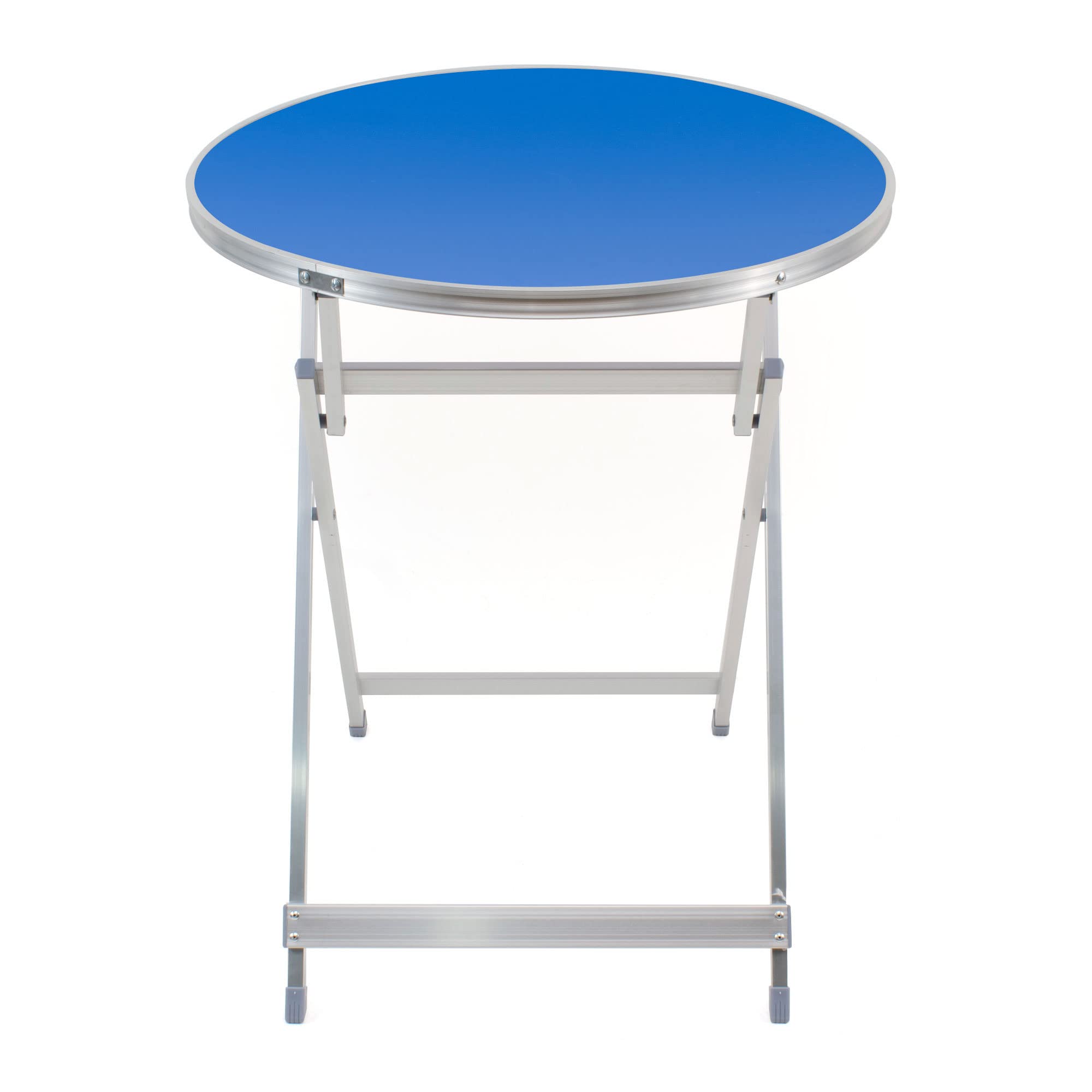THE SECRET HOME Mesa Plegable Multifuncional Redonda de Madera Contrachapada y Aluminio D.60x70 cm Color Azul para Jardín, Terraza, Balcón o Picnic