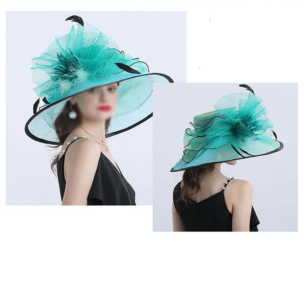 Cappello da Spiaggia per Adulti con Decorazione Floreale per Donna, in Rete, Personalizzato retrò, Primaverile ed Estivo