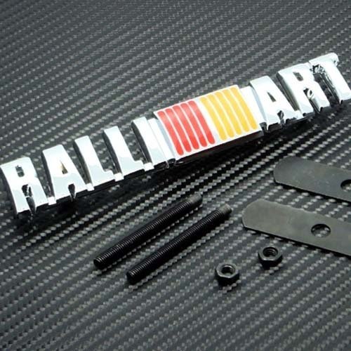 High performance parts New Ralliart Logo Grill Grille Emblem (Universal Fitment for All Vehicles) Red Yellow and Silver