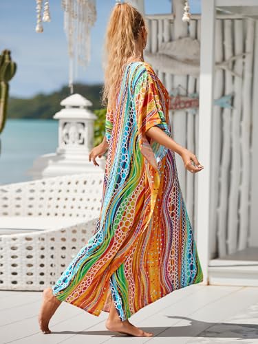 Image of Kaftan Dresses for Women Plus Size Bathing Suit Cover up Caftan Maxi Beach Dresses