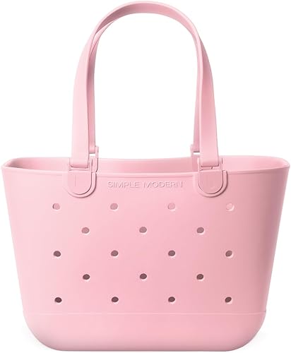 Simple Modern Bolsa de Playa Grande Bolsa Tote de Goma Impermeable Getaway con Bolsillo con Cremallera para Viajes, Piscina, Barco, Comestibles,