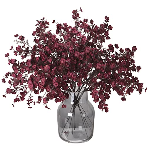 Momkids 6Pcs Babys Breath Artificial Flowers Bulk Real Touch Flowers Fake silk Flowers Bulk for Home Kitchen Fall Indoor Bouquet Floral Arrangement Table Centerpieces Festival Party Decor (Autumn Red)