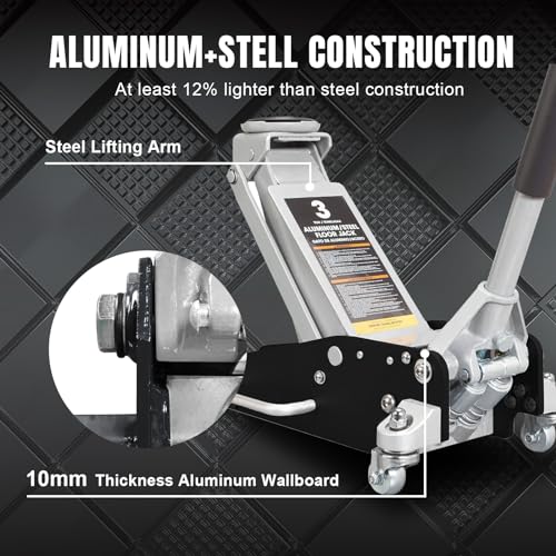 BIG RED AT830011LBR Conector de piso de alumínio de elevação rápida com bomba dupla, 3 toneladas (2,