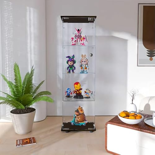 image for FLYMUHJIA Curio Cabinet Glass Display Case for Collectibles with Door,