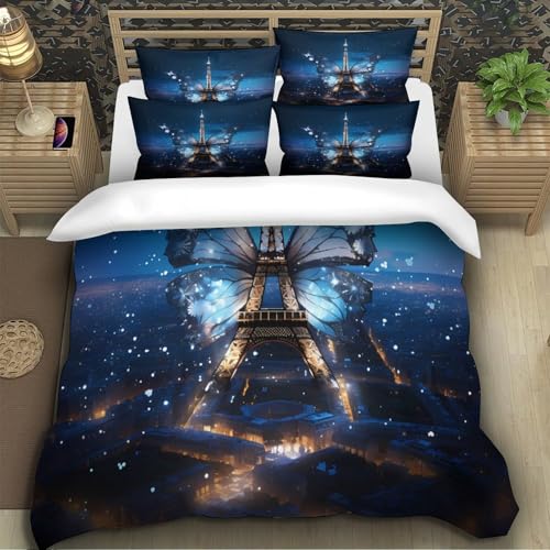 Parure de lit Eiffel Tower 3 pièces housse de couette super king 260x220 cm
