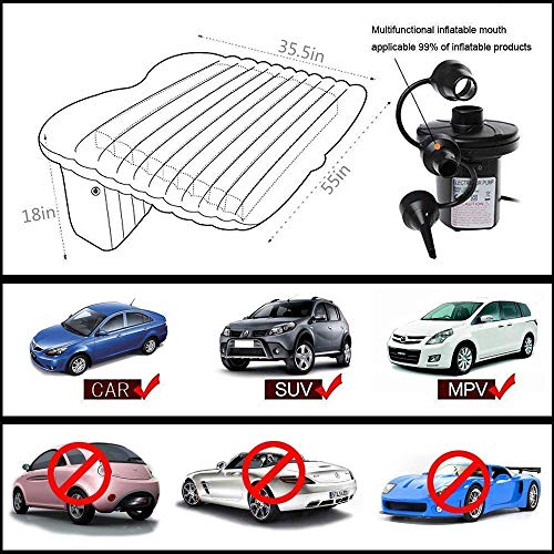 Image of Portable Exclusive Car Air Mattress Car Back Seat Travel Car Sleeping Bed for Kids Inflatable Bed with 2 Pillow & Pump |Quick inflate for Car |Travel for Trips,Camping, Picnic, Pool |Black
