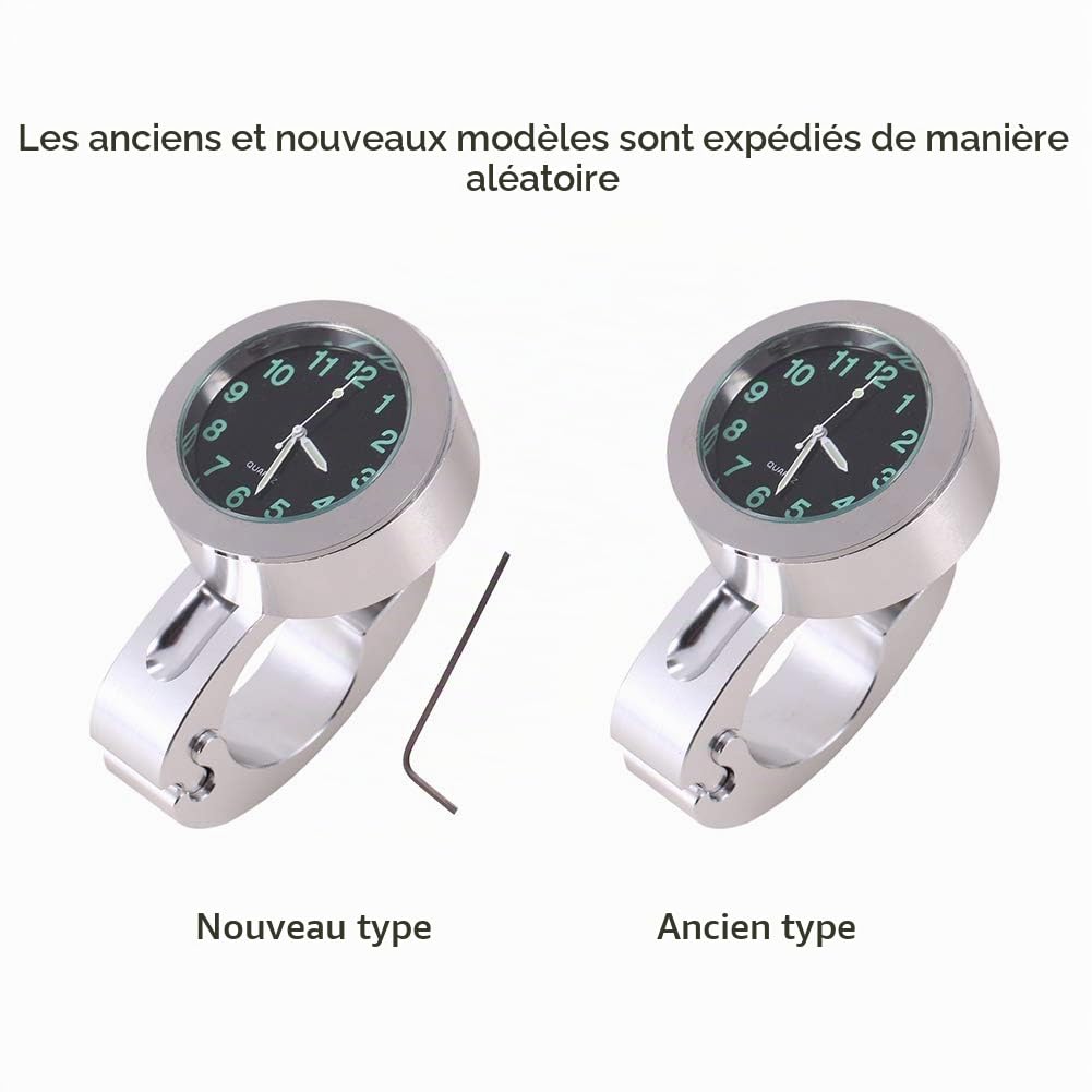AMONIDA Montre de Moto, Horloge de Montage de Guidon Haut de Gamme Pratique étanche 1pc, Hachoir de croiseur pour Moto personnalisée