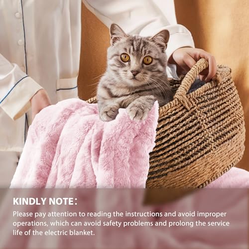 Image of Homemate Heated Blanket Electric Throw - 50 inchx60 inch Heating Blanket Throw 1 /2 /4 /6 /8 Hours Auto-Off 10 Heat Levels Over-Heat Protection Luxury Faux Fur Sherpa ETL Certification