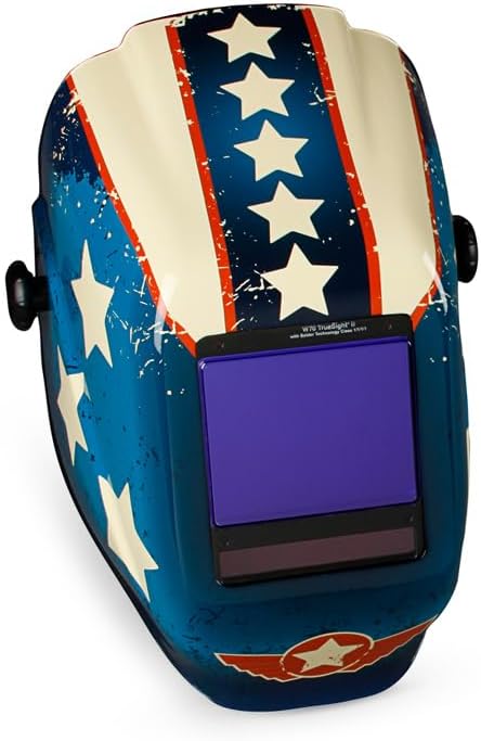 Welding Helmet, Digital Variable Auto Darkening Filter, Stars and Scars Design, Lightweight Protective Welder Face Mask with Light HLX100 Shell, Unisex, Universal Size, 46118