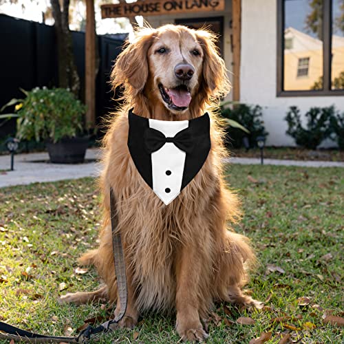image for GOYOSWA Dog Tuxedo Suit Wedding Bandana Collar with Bow Tie, Adjustabl