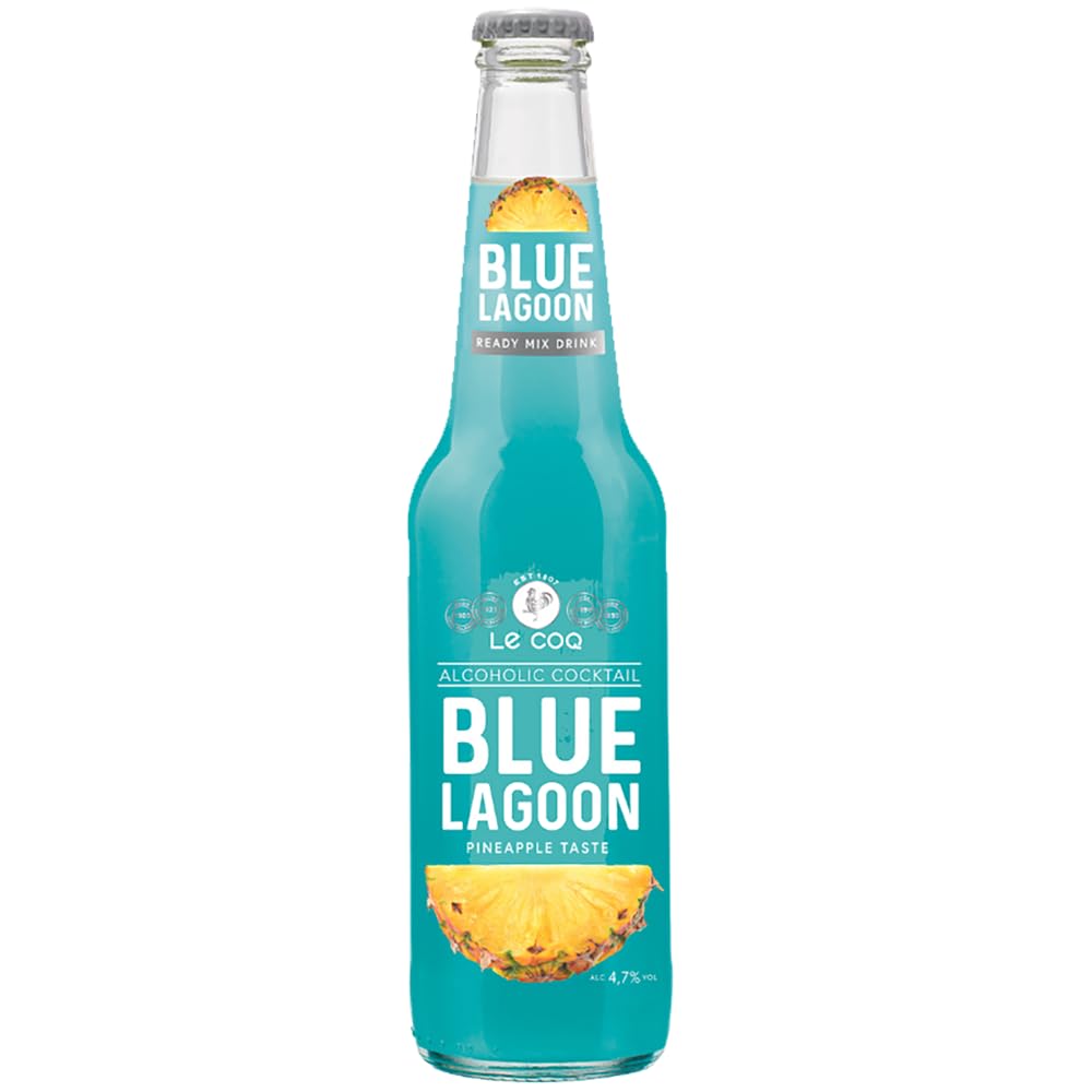 24 Flaschen Le Coq Blue Lagoon | Erfrischender Sommer-Cocktail & Partyklassiker | Alkoholischer Ready-to-Drink Cocktail | Estland | 4,7% vol | 0,33 l | Flaschen