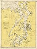 Historic Pictoric Vintage Map - Admiralty Inlet & Puget Sound, 1946 Nautical NOAA Chart - Washington...