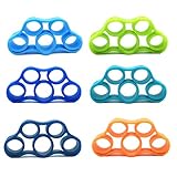 DXIA 6 Pack Finger Stärkungsmittel Handgriff Ring, Fingertrainer Ring, 6 Stück mit Unterschiedlichen Stärken Handtrainer, Gummi Muskeltrainer Trainingsgerät für Krafttranieren Therapie Muskel