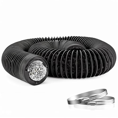Dexpally Gaine Vmc 80mm Tuyau Evacuation Seche Linge 6m Tuyau de Chauffage Flexible PVC Gaine de Ventilation en Aluminium avec 2 Colliers de Serrage en Acier