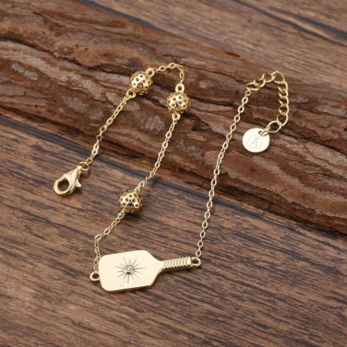 Play It Forward Gold Pickleball Bracelet | Women's Pickleball Paddle Jewelry - 18k Gold plated over Sterling Silver Pickleball Paddle Bracelet, Christmas Gift for Pickleball Players4