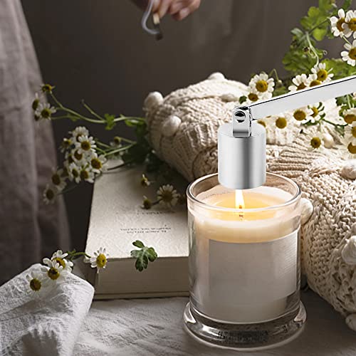 Cortney Kerzenlöcher, Edelstahl-Kerzenlöscher mit langem Griff, Kerze Werkzeug Docht Dochtlöscher Candle Extinguisher Kerzen Ausmacher für die Meisten Kerzen(Silber)