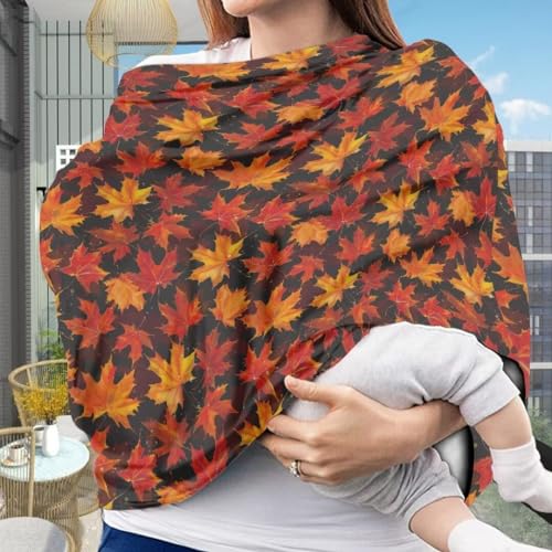 Image of Coldinair Fall Leaves Multifunctional Nursing Cover Multi Use Cover for Baby Floral Car Seat Canopy Shopping Cart Cover,Stroller Cover